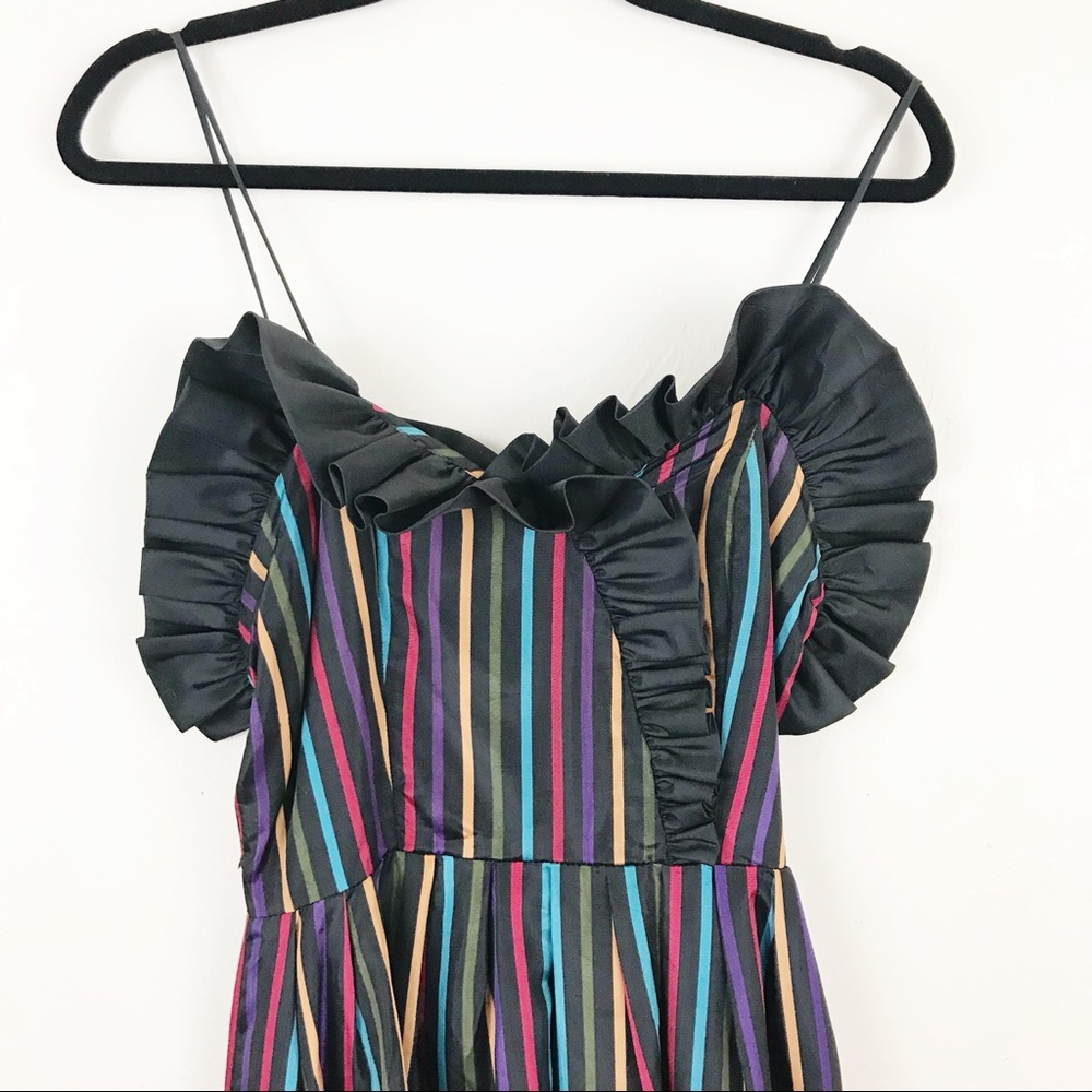 Vintage Party Dress | Colorful Stripped Midi - Picture 3 of 4